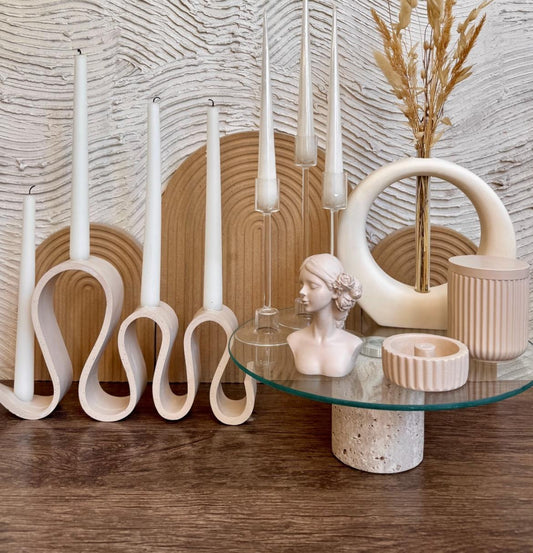 Dekoratif Mum Şamdanlık Mum 25 Cm Kırık Beyaz düz Mum 2 kili