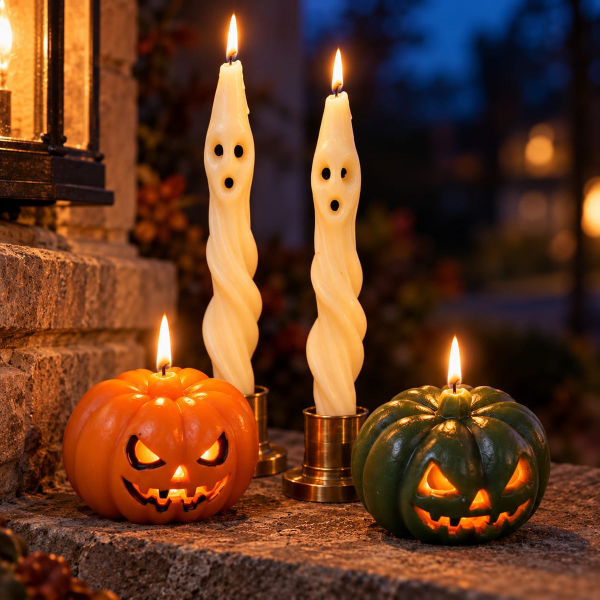 Dekoratif mum Helloween Hayalet+Kabak +Şamdanlık Mum toplam 7 parça