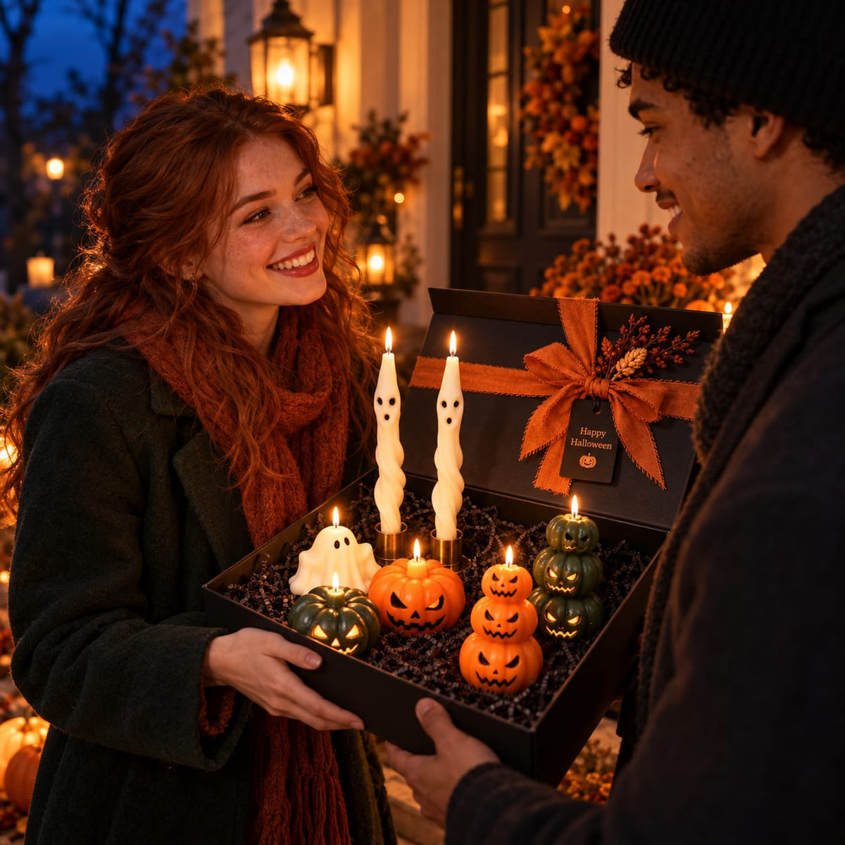 Dekoratif mum Helloween Hayalet+Kabak +Şamdanlık Mum toplam 7 parça