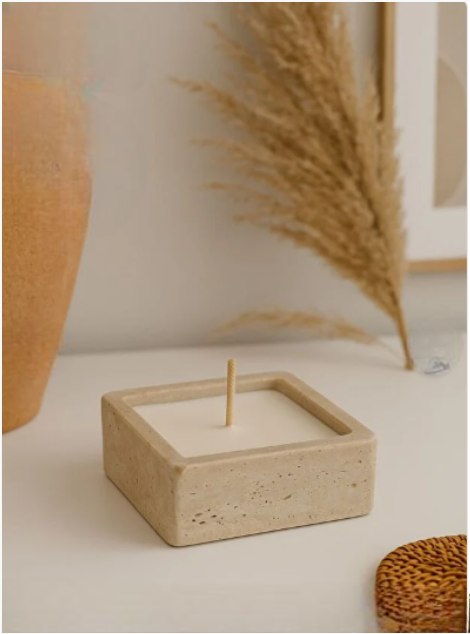 Vanilya esanslı Traverten mum