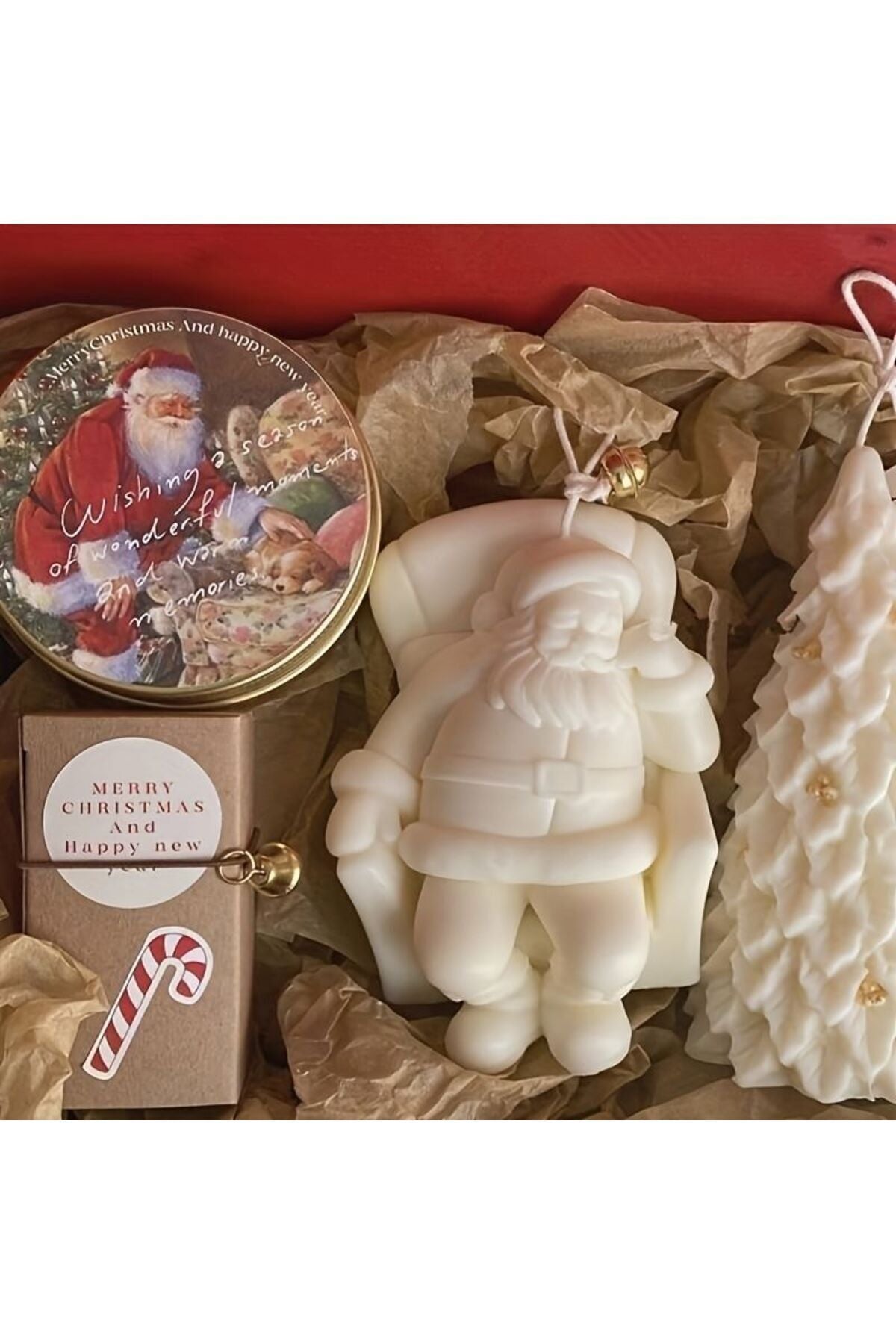 Babanoel Noel Baba Yıl başı Yeni Yıl Desenli Beyaz Renk %100 Soya Wax Kokulu