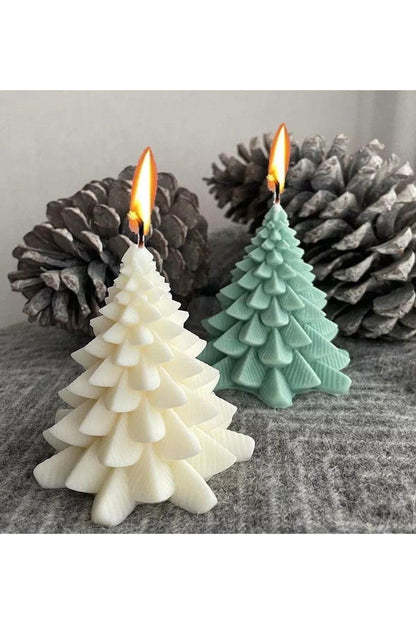 Çam Ağacı Yeniyıl Krismas Yeni Yıl Beyaz Beyaz Renk Dekoratif Mum %100 Soya Wax Kokulu