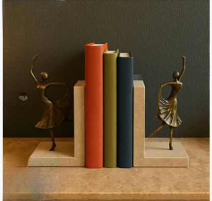 doğal traverten mermer kitap tutucu balerin detaylı