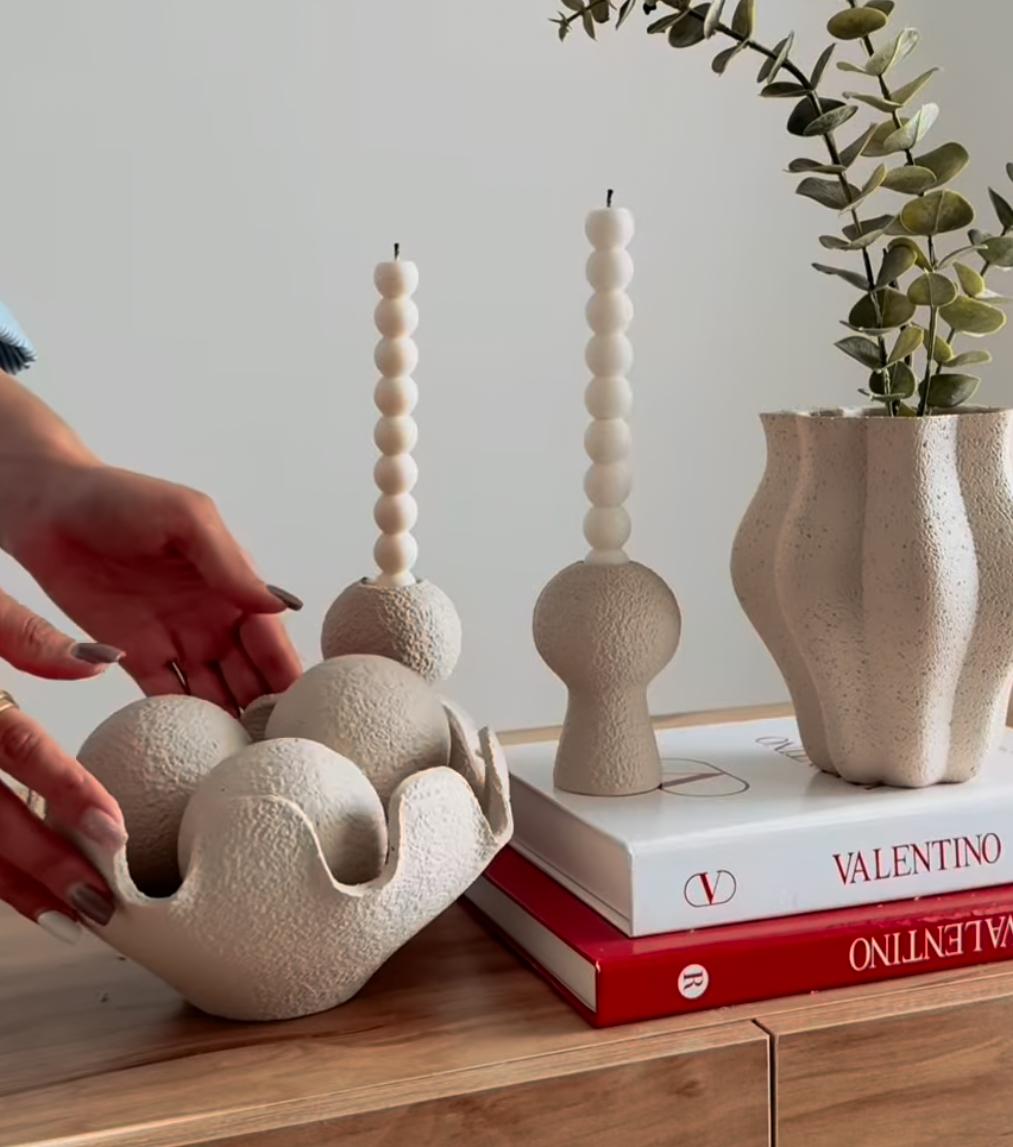 Dekoratif mum Şamdanlık Mum top model 2 kili