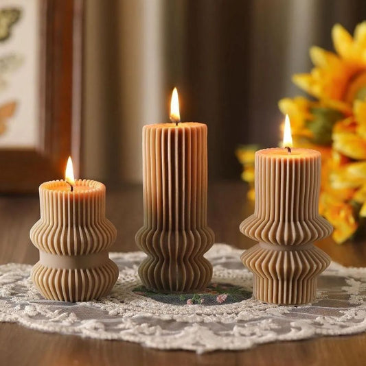 Dekoratif Mum Kahve renk 3 lü ürün