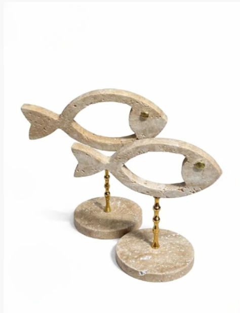 Marina Traverten Balık Biblo Seti (2’li)  Boyut: 28 x 24