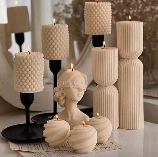 Dekoratif Mum Çokgen mum +İnci model +Kadın +Yuvarlak Toplam 9 Parça