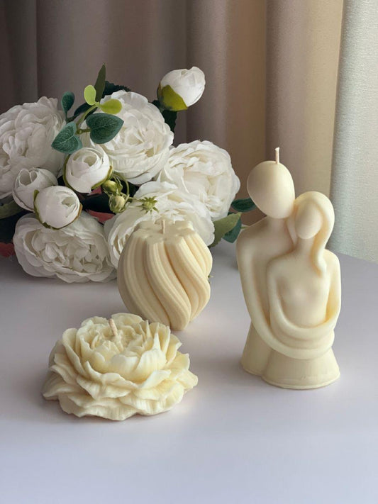 Dekoratif mum Sevgili Mum +Dalga+Gül Toplam 3 Parça