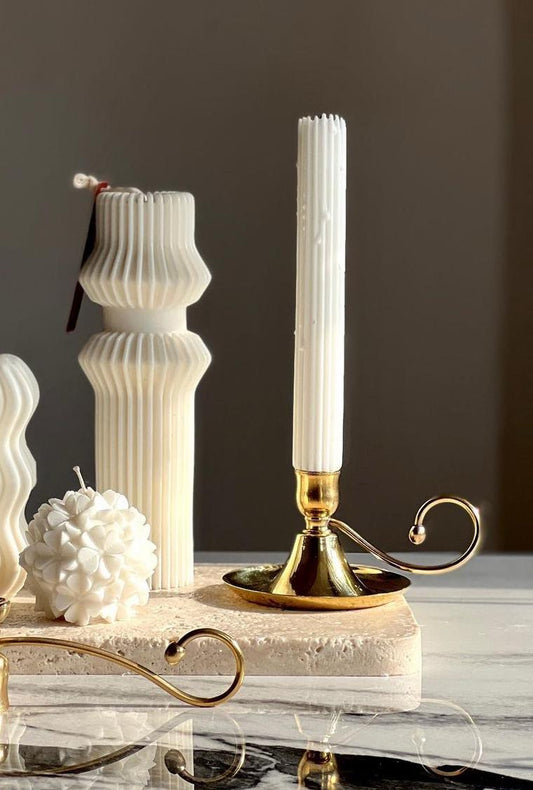 Dekoratif Mum Şamdanlık Mum +Gül +ikili yuvarlak Toplam 3 Parça