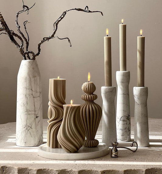 Dekoraitf mum Dalga Mum +Marako +Vazo +Şamdanlık Mum Topalm 6 Parça