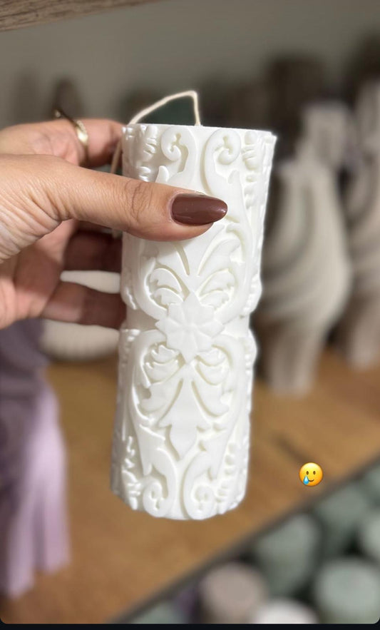 Dekoratif mum Çizgili Mum Beyaz Renk Tekli ürün