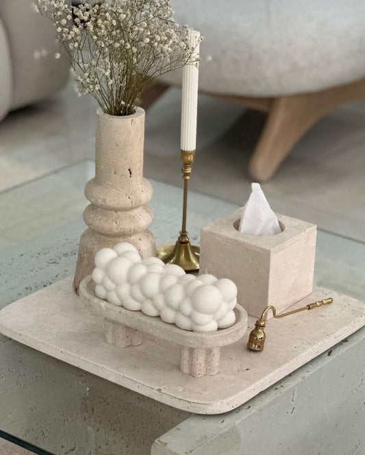 Dekoratif mum Top model +Şamdanlık mum Toplam 2 Parça