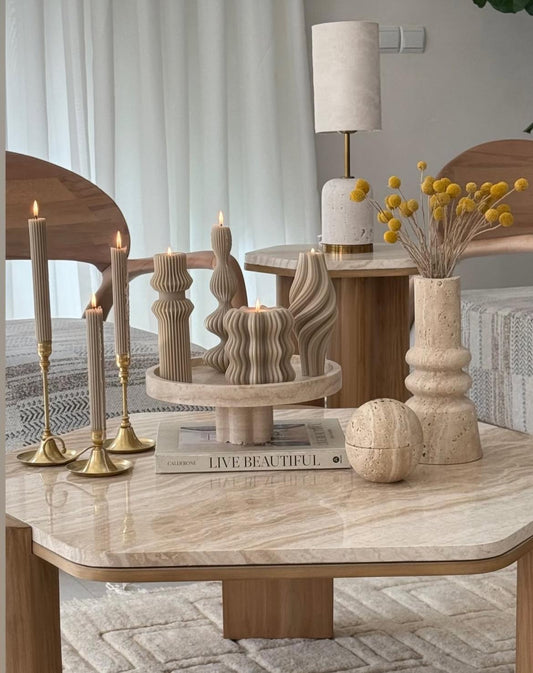 Dekoratif mum Marako+Vazo+Dalga+ikili Yuvarlak +şamdanlık Mum Toplam 7 Parça