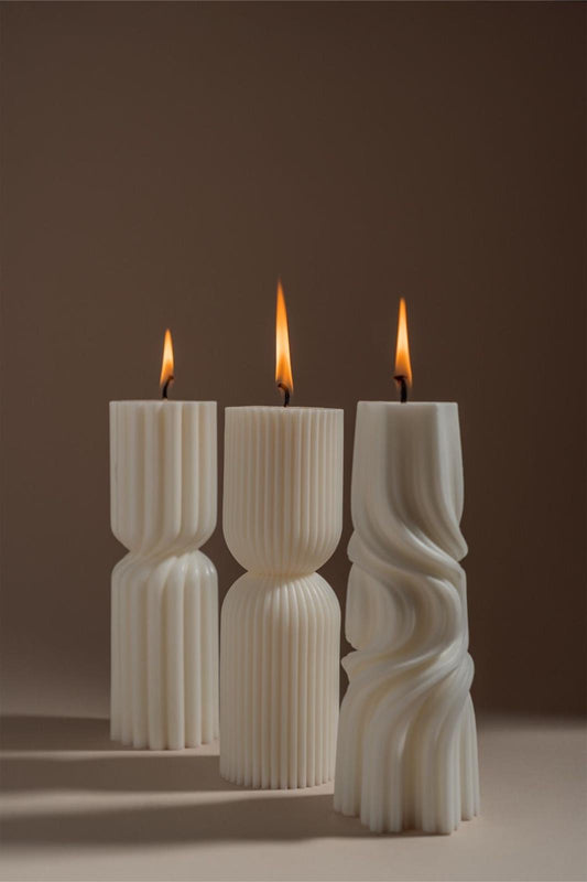 Dekoratif mum Dalga +çokgenmodel Topalm 3 Parça
