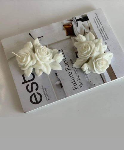 Gül Desenli Çiçek Dekoratif Gül Mum