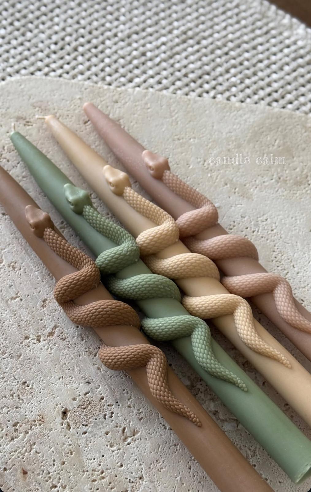 Dekoratif Mum Yılan Mum Kahve Renk 2 kili