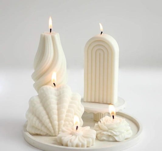 Dekoratif Mum Vazo Mum +Deniz Kabuğu +gök kuşağı +gül Toplam 5 Parça