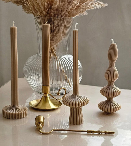 dekoratif mum lara +marako +çizgili şamdan toplam 4 parça