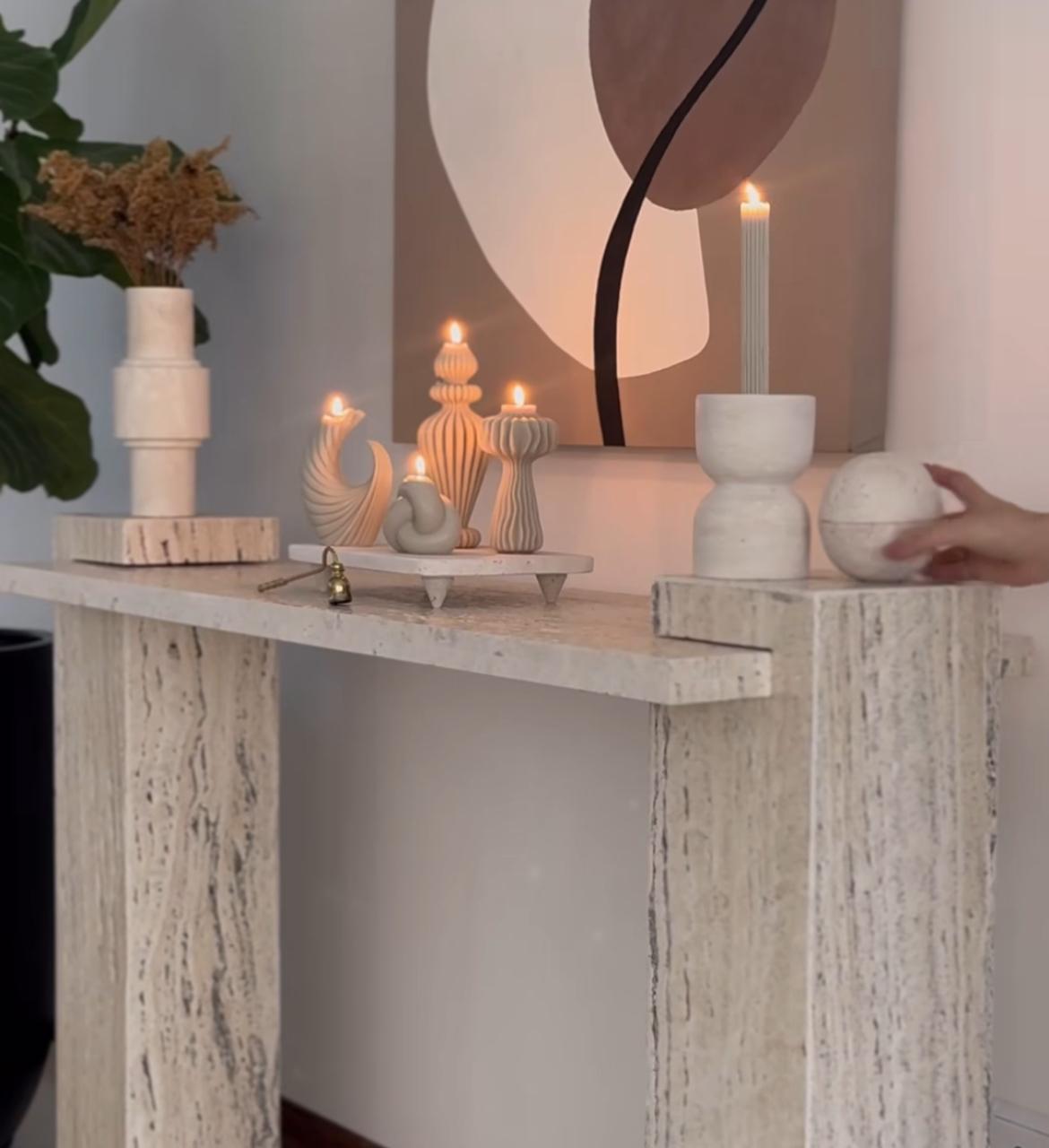 dekoratif mum marako + düğüm +çizgili + ay şamdan toplam 4 parça