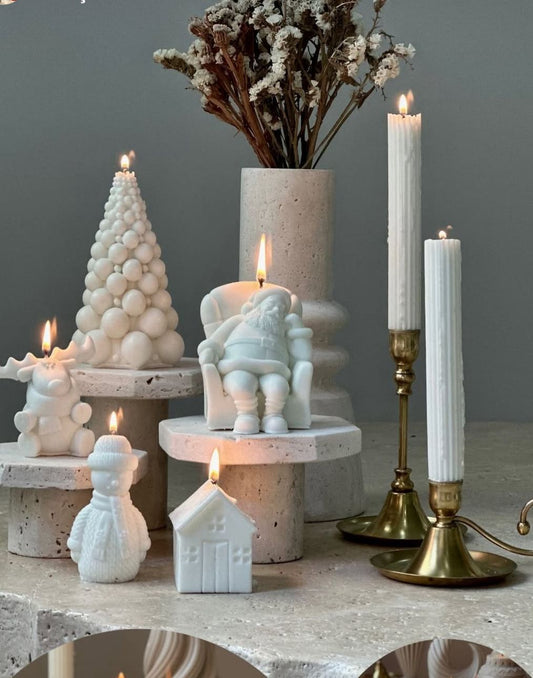 Yeniyıl noel baba+geyik +Top ağa.+Şamdan Mum +kardan Adam Toplam 6 Parça