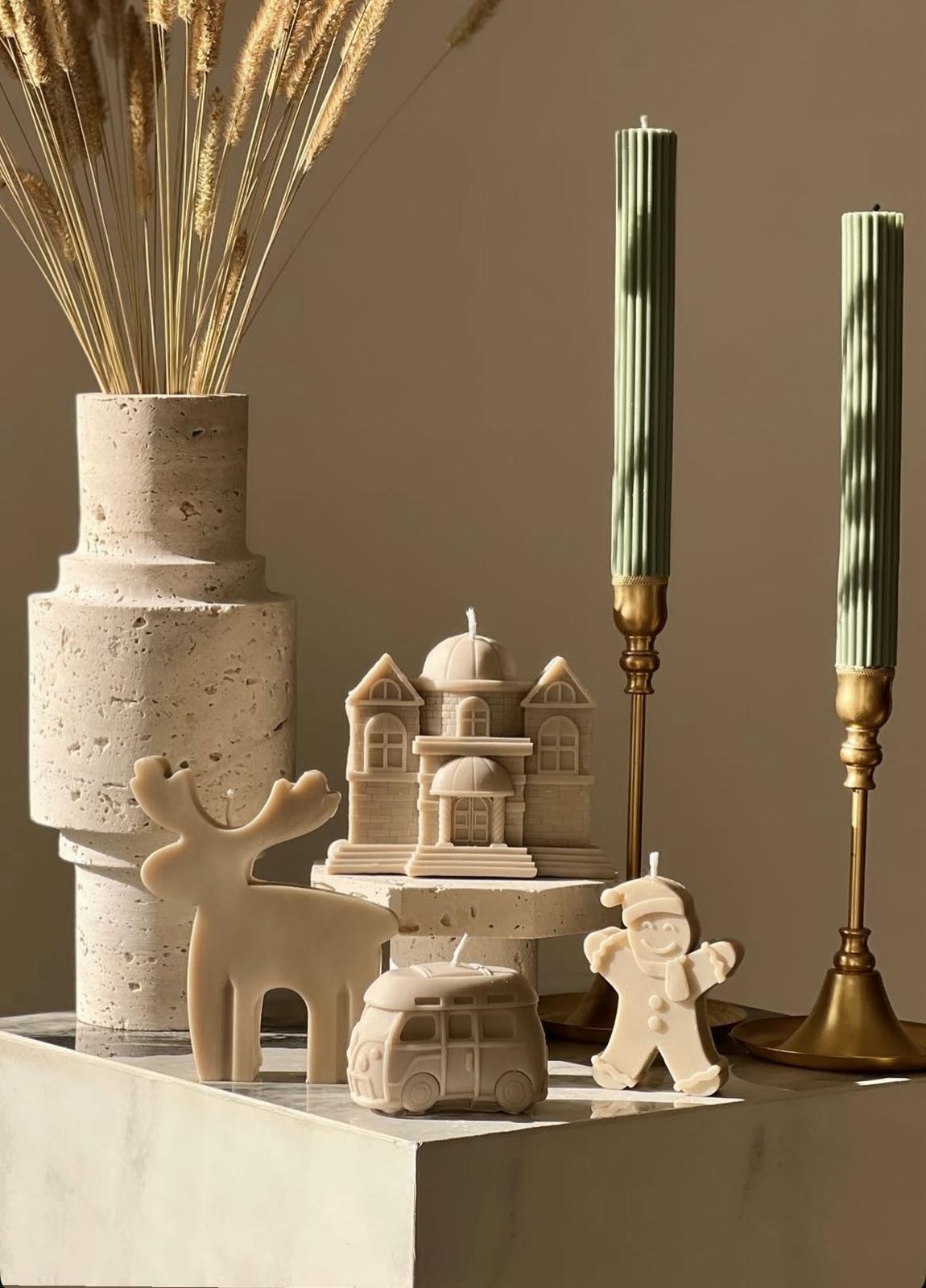 Yeni Yıl Ev +Geyik +Çizgili şamdan Mum +araba +Adam Toplam 6 Parça