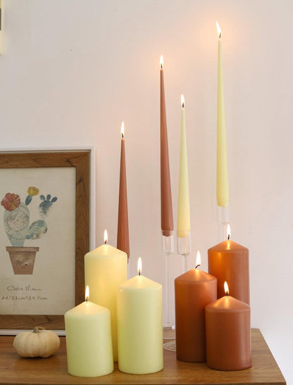 Dekoratif Mum şamdan Mum 25 Cm Sarı Renk 2 kili