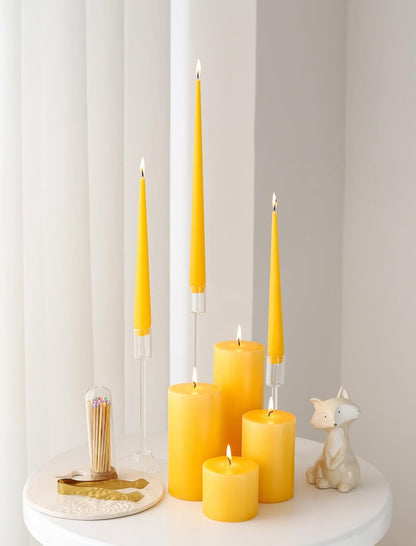 Dekoratif Mum şamdan Mum 25 Cm Sarı Renk 2 kili