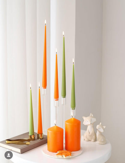 Dekoratif Mum Şamdan Mum Yeşil renk 25 Cm uzunluğu 2 kili