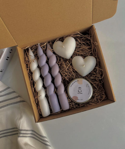 Dekoratif mum Kalp+Burgu Mum Toplam 5 Parça