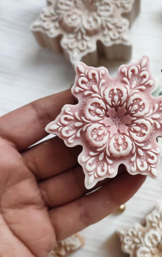 Dekoratif mum Kar Tanesi tekli ürün beyaz pembe