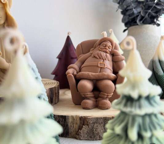 Baba Noel Yeni Yıl Yılbaşı Kahve Renk Yeniyıl Mum Tekli Mum