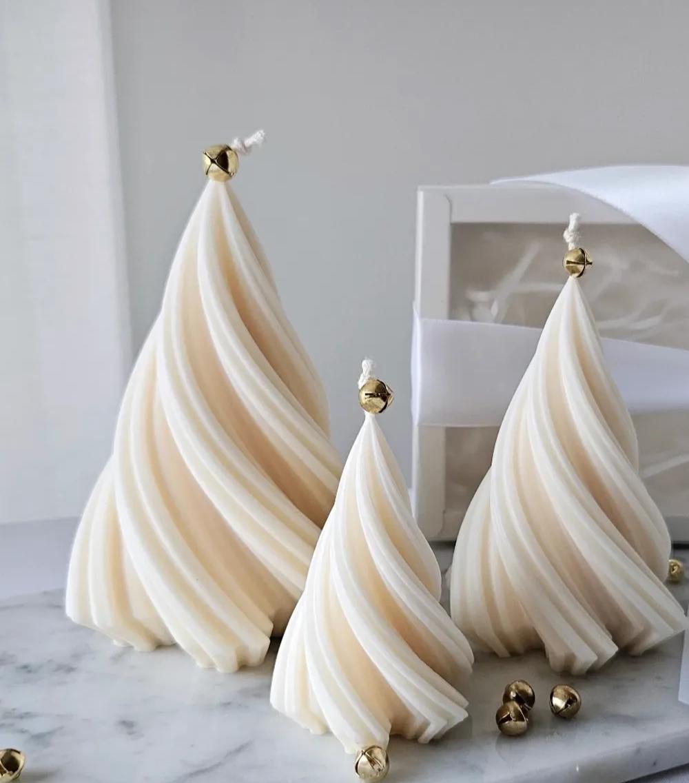 dekoratif Mum yılbaşı çamağacı buyuk +2 küçük toplam 3 parça