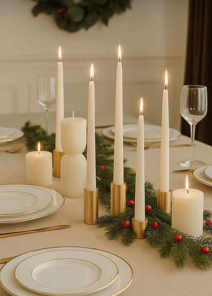 Dekoratif Mum şamdan Mum 25 Cm Beyaz  Renk 2 kili