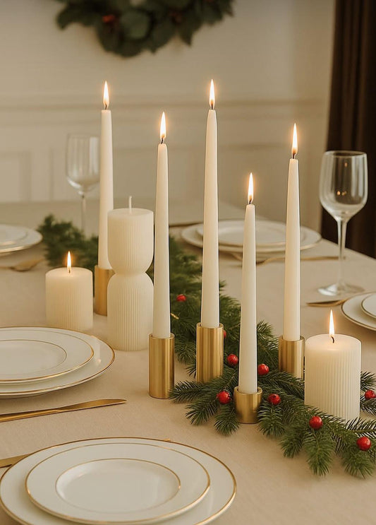 Dekoratif Mum şamdan Mum 25 Cm Beyaz  Renk 2 kili