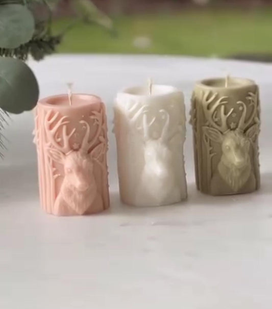 Dekoratif mum Geyik model Mum  Tekli Kırık Beyaz tekli