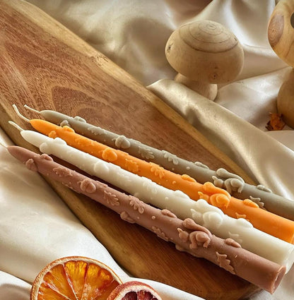 Dekoratif mum Son Bahar Şamdan Mum Turuncu Renk 2 kili