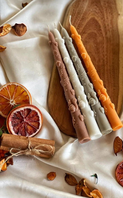 Dekoratif mum Son Bahar Şamdan Mum Beyaz  Renk 2 kili