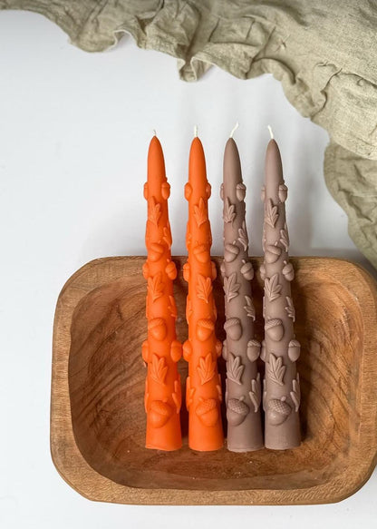 Dekoratif mum Son Bahar Şamdan Mum Turuncu Renk 2 kili