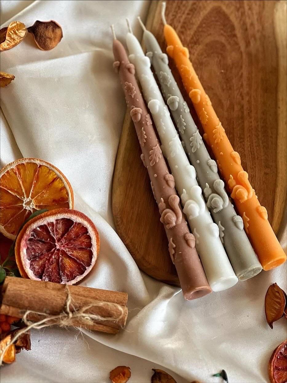 Dekoratif mum Son Bahar Şamdan Mum Beyaz  Renk 2 kili