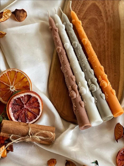 Dekoratif mum Son Bahar Şamdan Mum Beyaz  Renk 2 kili