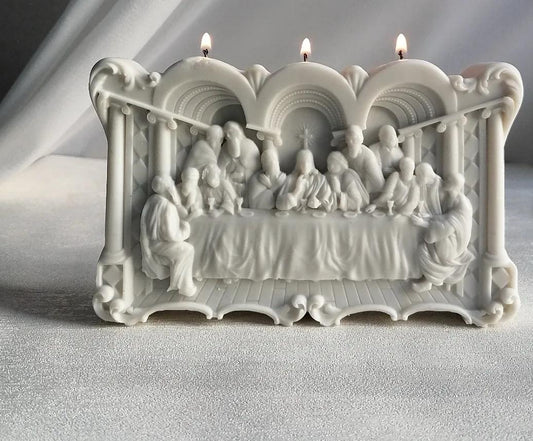 Dekoratif Son Akşam Yemeği Açık Gri Renk Tekli Mum