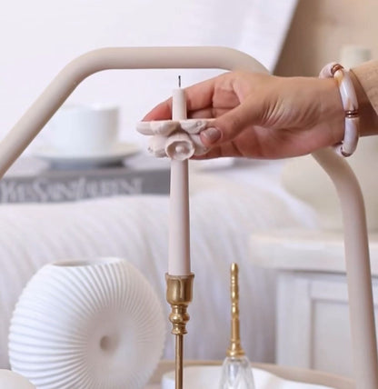 Dekoratif Mum Dekoratif Mum 25 Cm şamdanlık mum 2 adet +4 parça gül tolam 6 parça