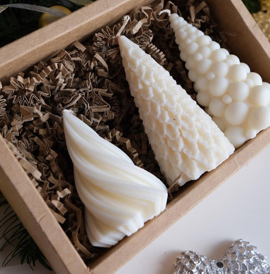 Dekoratif Mum Yeni Yıl Çam ağaç toplma 3 parça