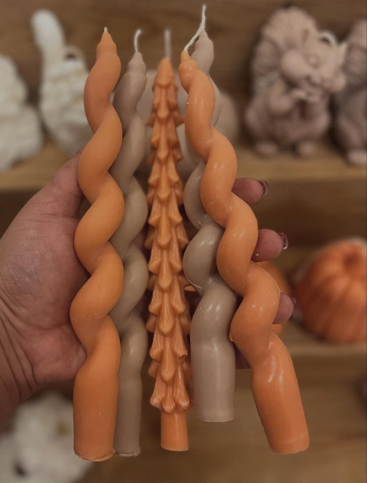 Dekortid Mum Şamdan Mum çam ağaç temalı yuruncu renk 2kili