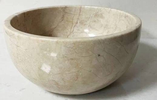 Doğal Bej Mermer Kase, Çerez Kasesi, Dekoratif Mermer Kase