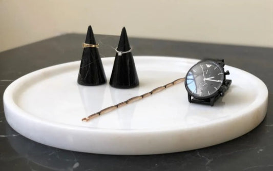 Doğal Mermer Yuvarlak Tepsi Mrm0091