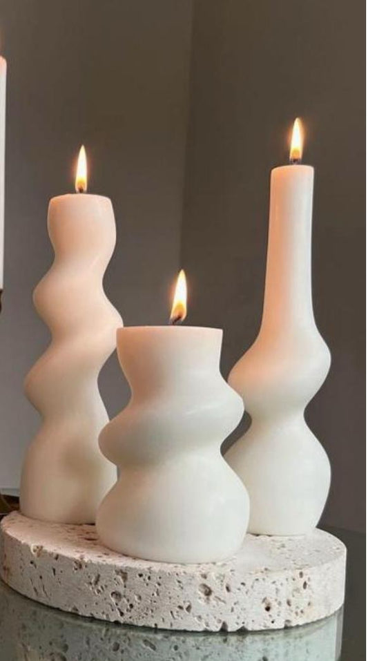 Dekoratif Mum Eğlimli model 3 Lü Set