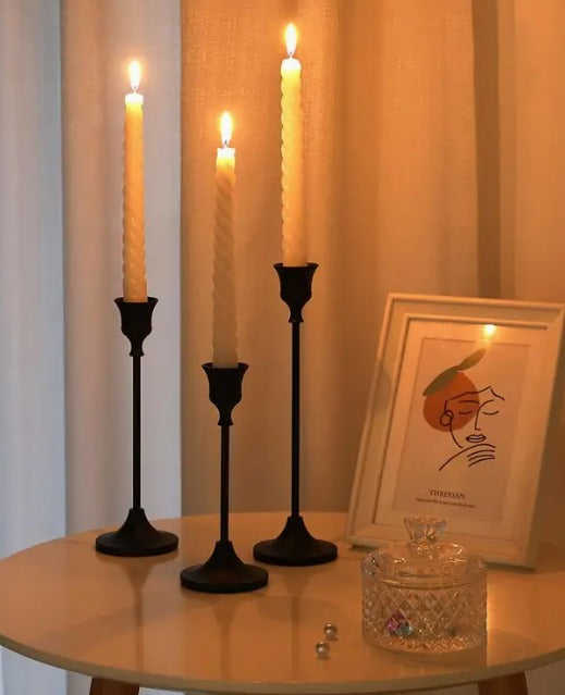 3 Adet Tek Başlıklı Masaüstü Dekoratif Metal Mumluk