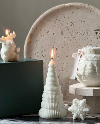 Dekoratif Mum Coin +Çamağacı +Kartanesi +Geyik  topalm 4 Parça