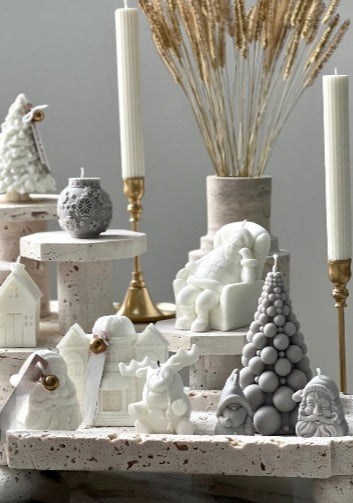 Dekoratif Mum Yeni yıl Top ağaç Noel Baba +çizgili şamdan Mum +Noel Baba +Coin +Ev+ Gey  toplam 9 Parçaik +küçük kaedan adam